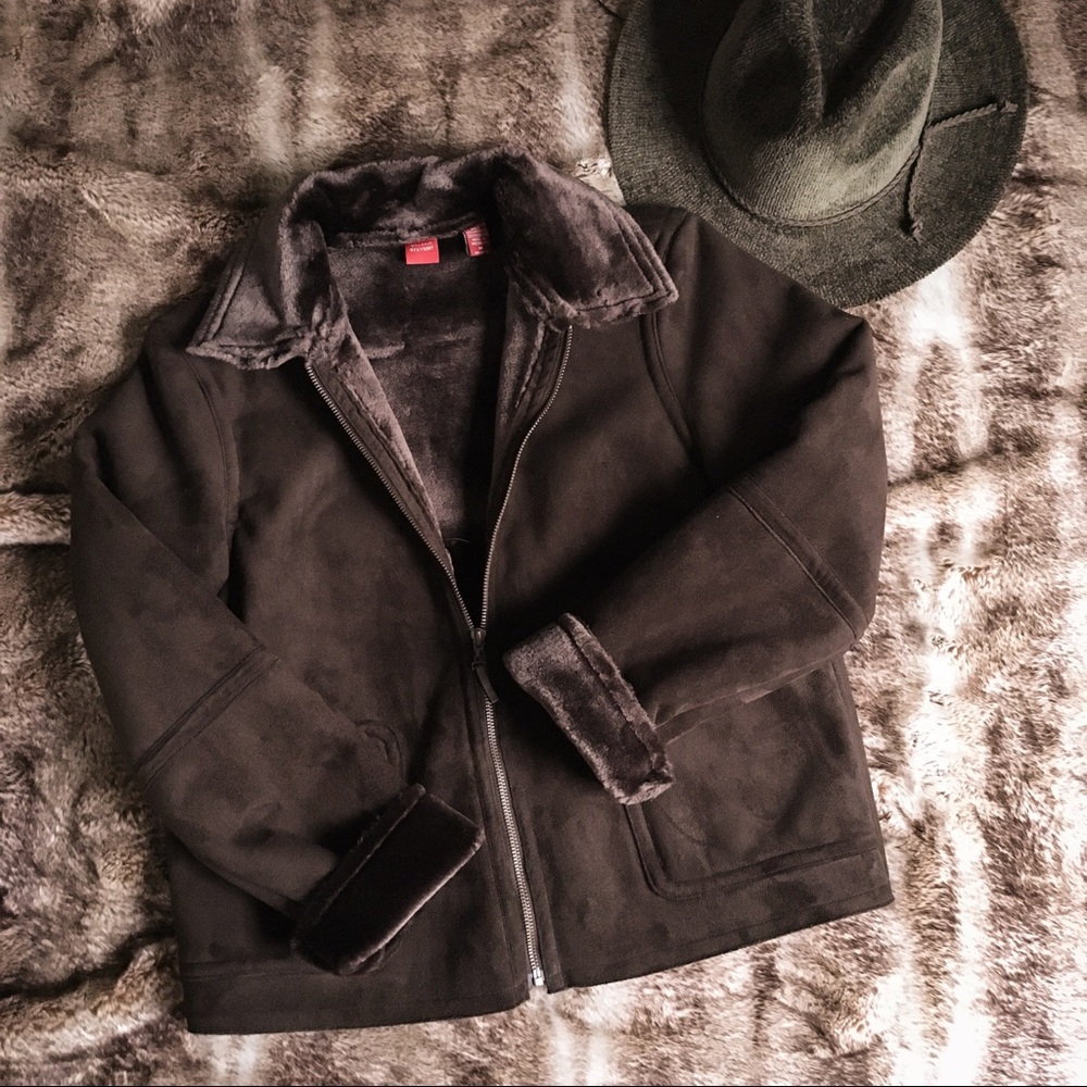 Faux Suede & Faux Fur Moto Jacket
